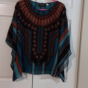 Teal and Orange Geometric Tunic